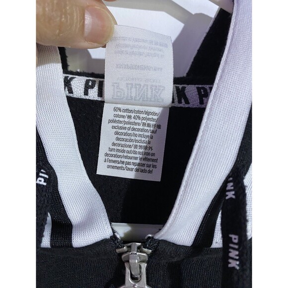 Rare Victoria Secret Pink Hoodie Joggers XS SET Campus 86 Sequin Bling 1/4 Zip - Picture 7 of 16